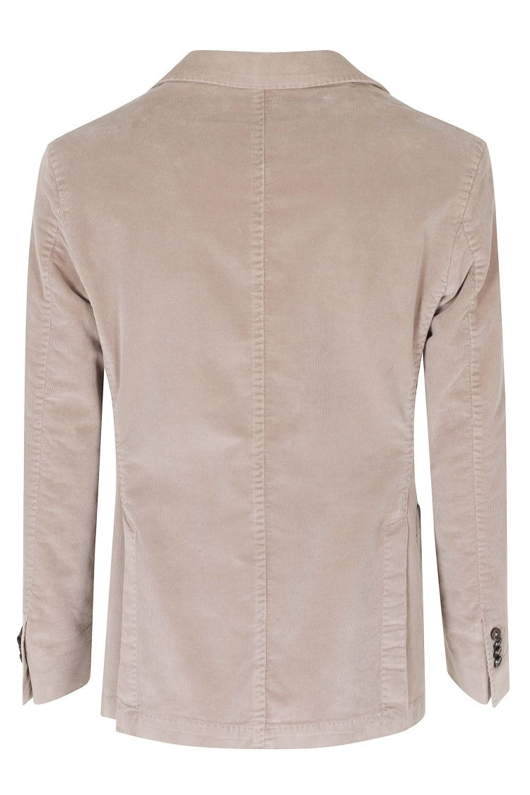 L.B.M. Dove Gray Single-Breasted Cotton Jacket With Jeweled Lapel Button