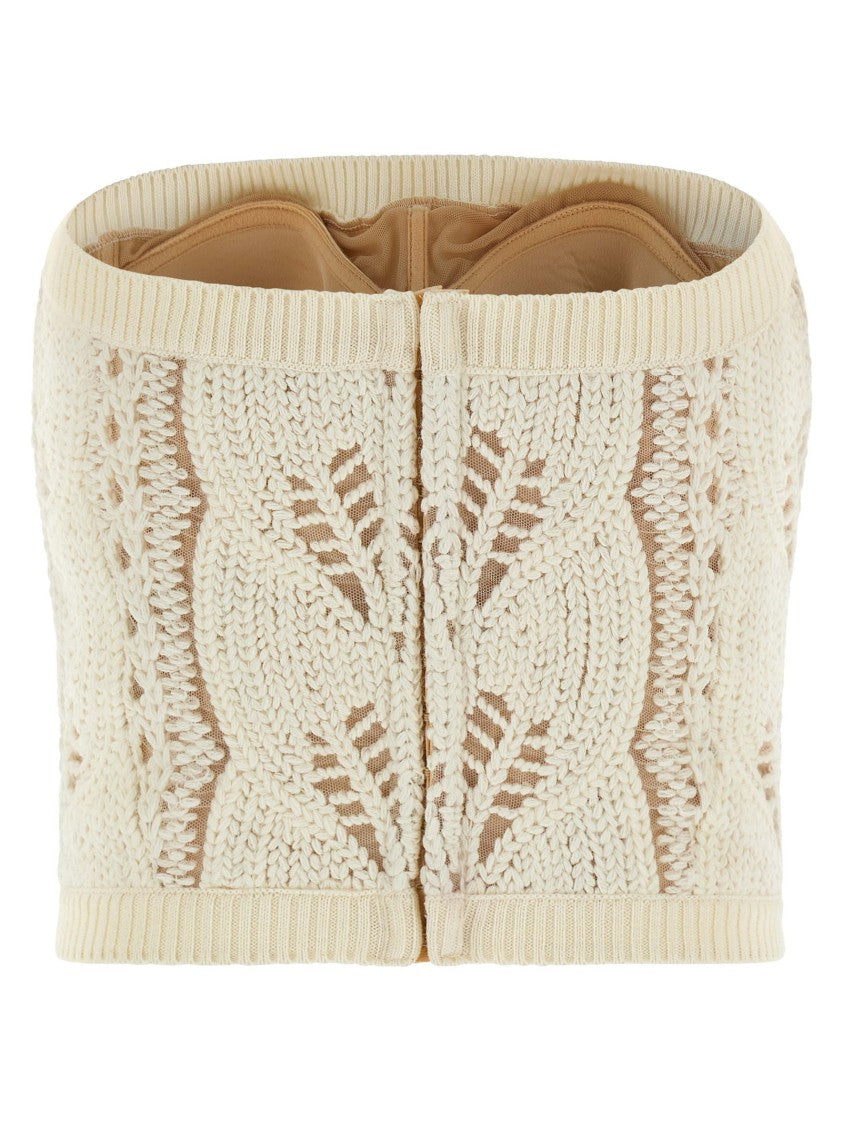 Ermanno Scervino Intricate Wool Knit Bandeau Top