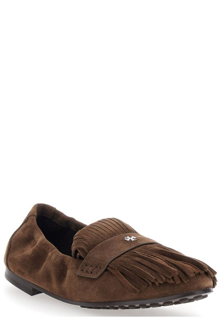 Tory Burch Slip-On Brown Flats With Suede And Leather Blend