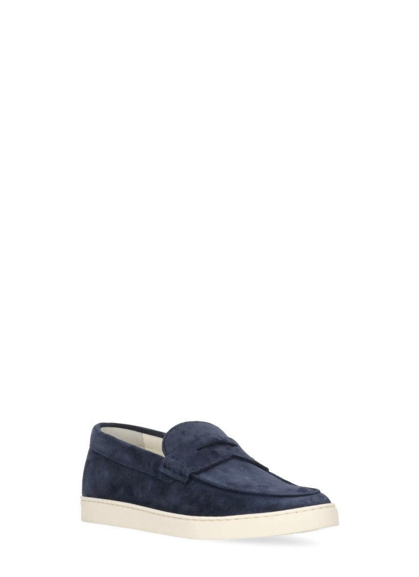 Brunello Cucinelli Blue Round Toe Suede Loafers