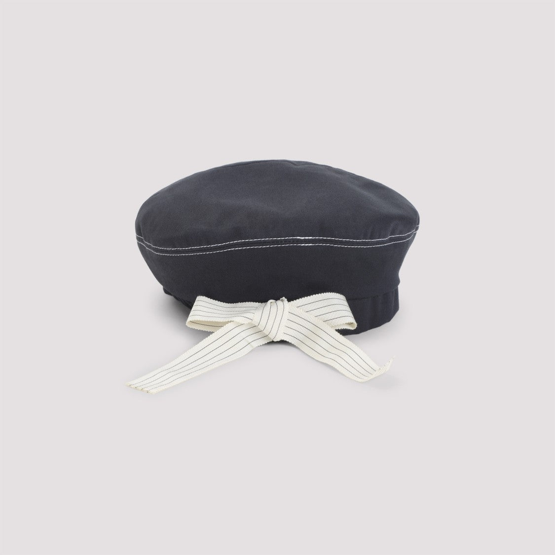 Maison Michel Structured Cotton Hat With Bow And Metallic Detail
