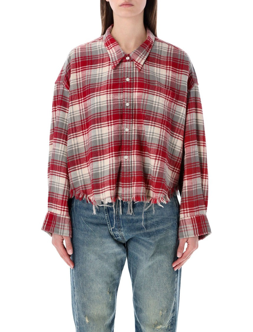R13 Drop Neck Check Flannel Shirt