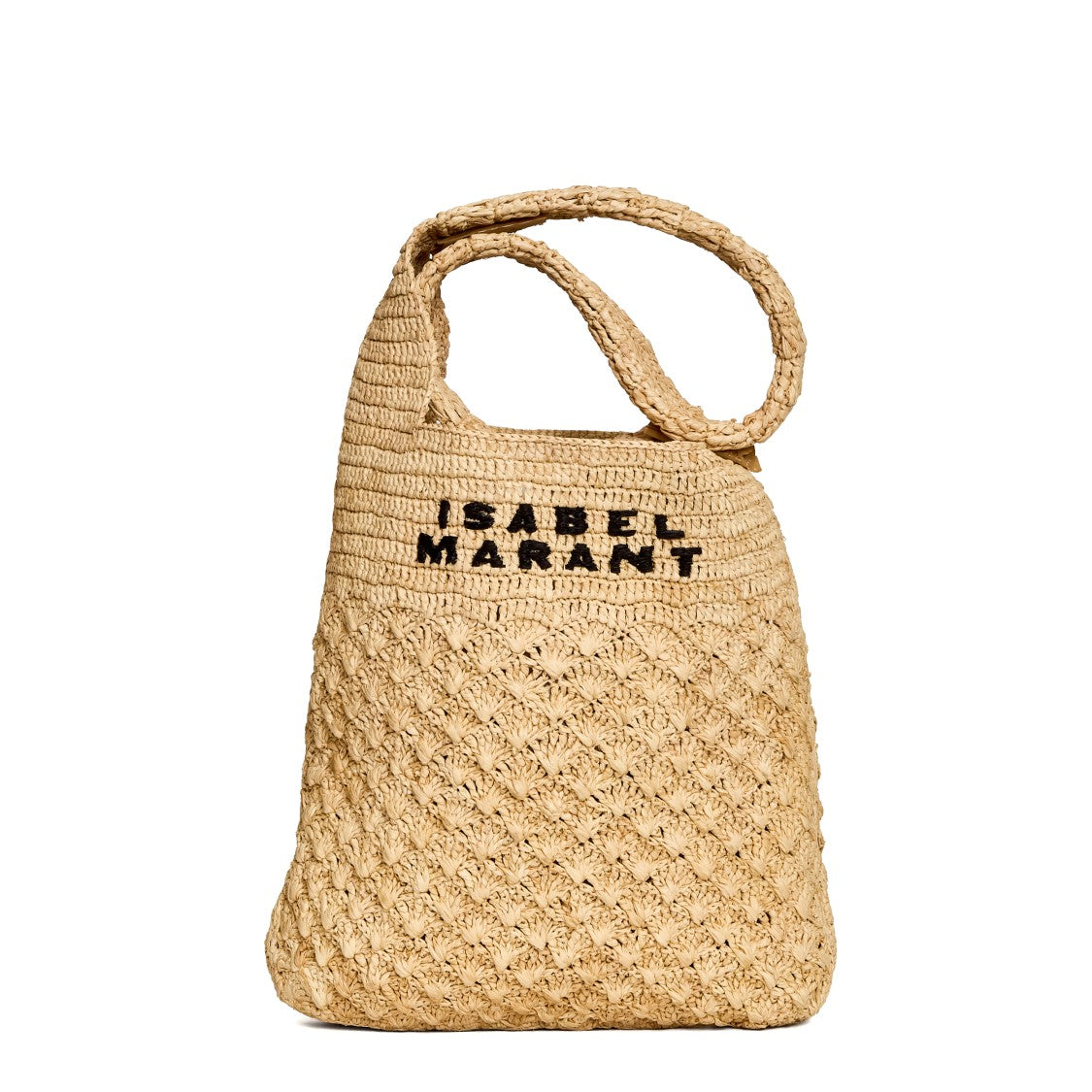 Isabel Marant Praia Embroidered Natural Raffia Shoulder Bag