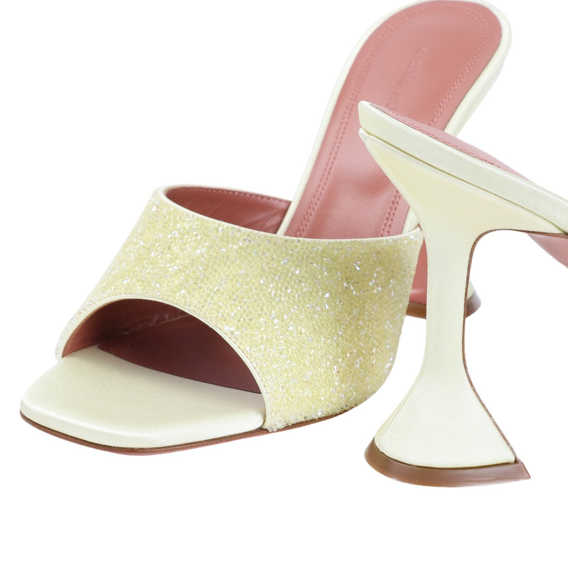 Amina Muaddi Satin Sandals With Crystal Embellishment