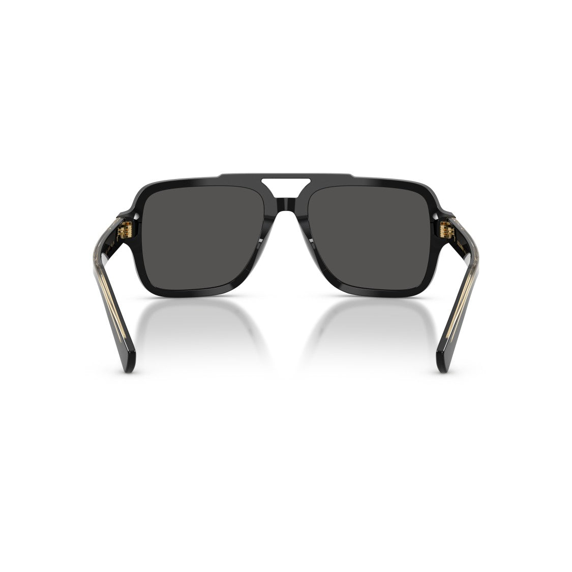 Dolce & Gabbana Square Black Acetate Sunglasses With Gold Accents