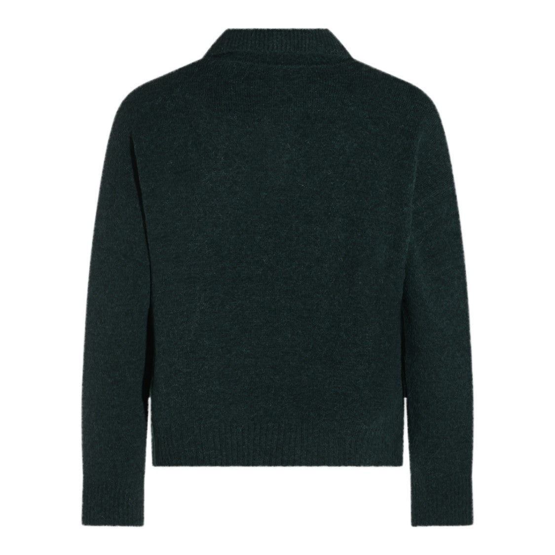 Ami Paris Deep Green Embroidered Polo Collar Sweater