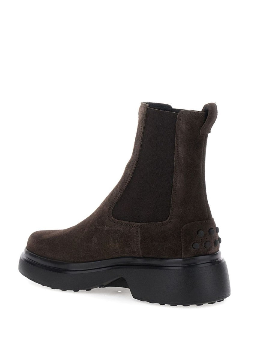 Tod's Brown Suede Ankle Boots With Rubber Sole