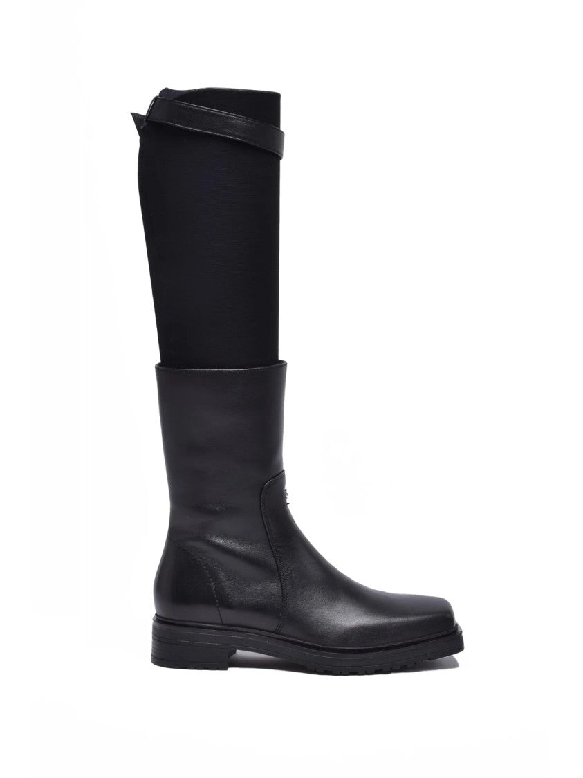 Patrizia Pepe Black Leather Rubber Women's Leather Ankle Boot