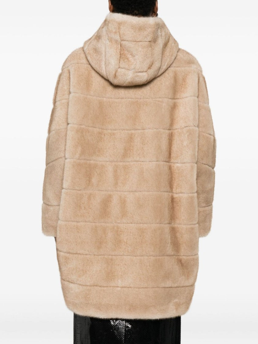Betta Corradi Beige Faux Fur Coat