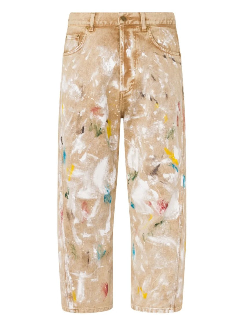 Moschino Cropped Pants With Abstract Paint Splatter Design