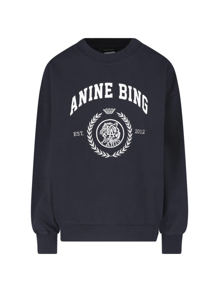 Anine Bing Graphic Print Sweatshirt With Classic Crew Neckline