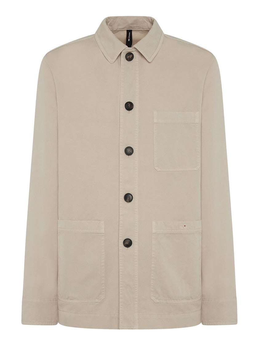 Kiton Chalk-Colored Cotton Twill Shirt Jacket