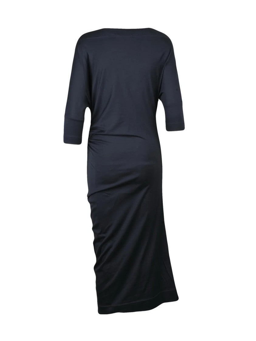 Vivienne Westwood Anglomania Asymmetric Ruched Jersey Dress With Boat Neckline