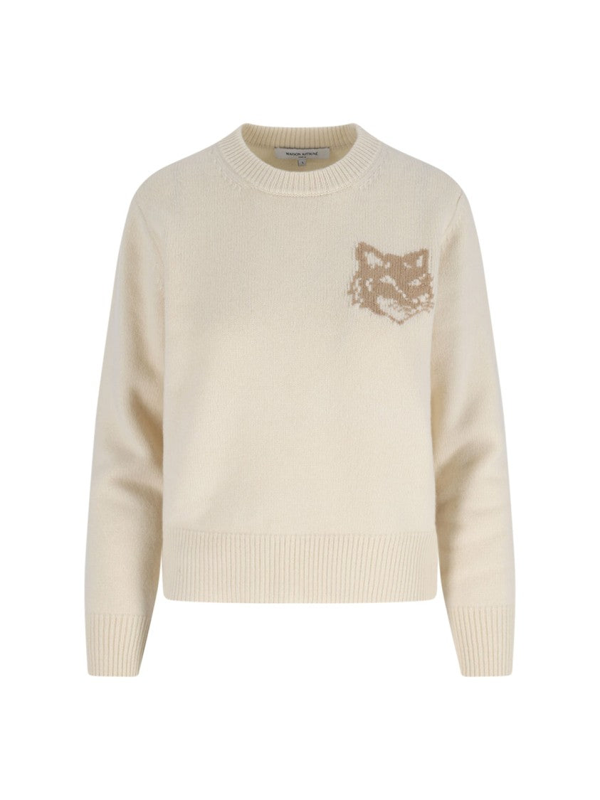 Maison Kitsuné White Minimalist Sweater With Design