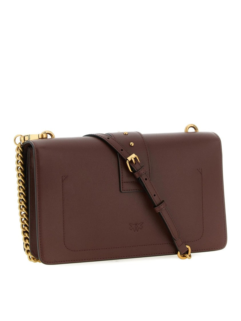 Pinko Brown Love One Classic Leather Satchel