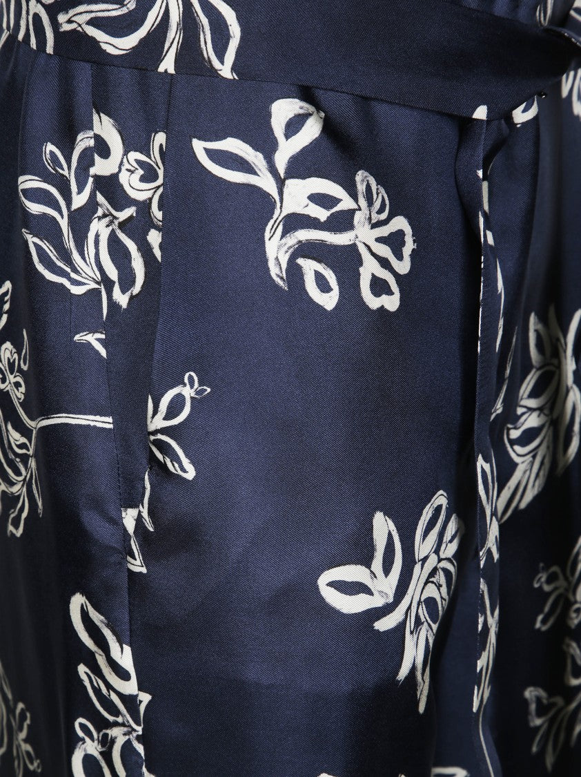 Max Mara Flowing Wide-Leg Pants With Floral Pattern