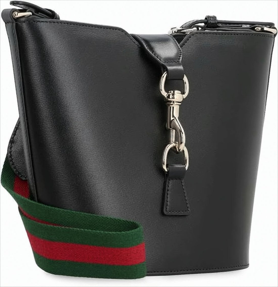 Gucci Structured Black Leather Shoulder Bag