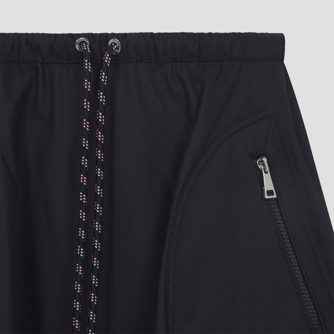 Moncler A-Line Navy Cotton Blend Midi Skirt