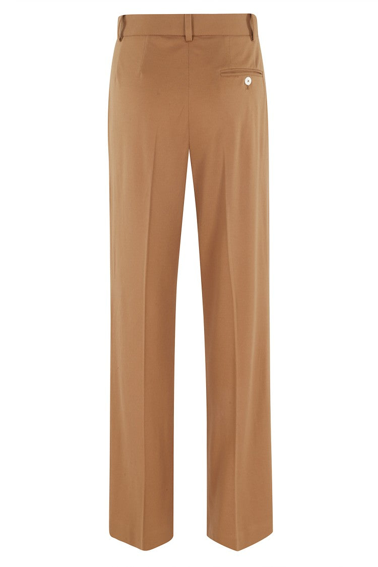Circolo 1901 Brown Masculine Back-Pleats Cotton-Blend Straight-Leg Pants