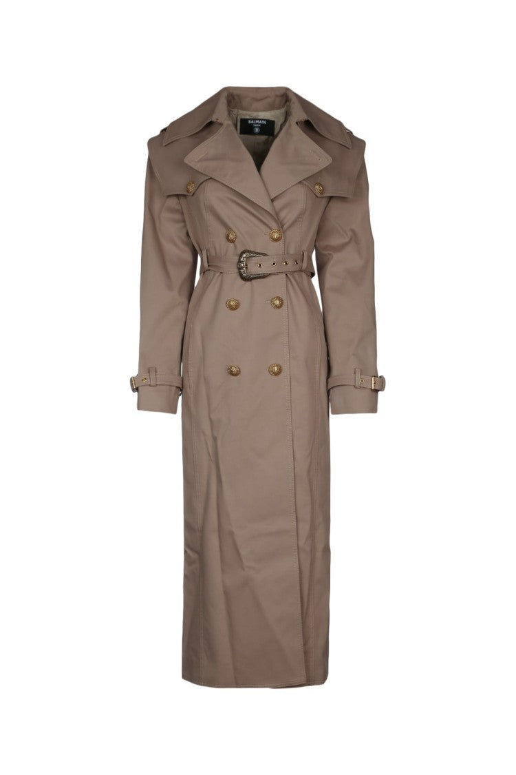 Balmain Double-Breasted Trench Coat With Structured Shoulders