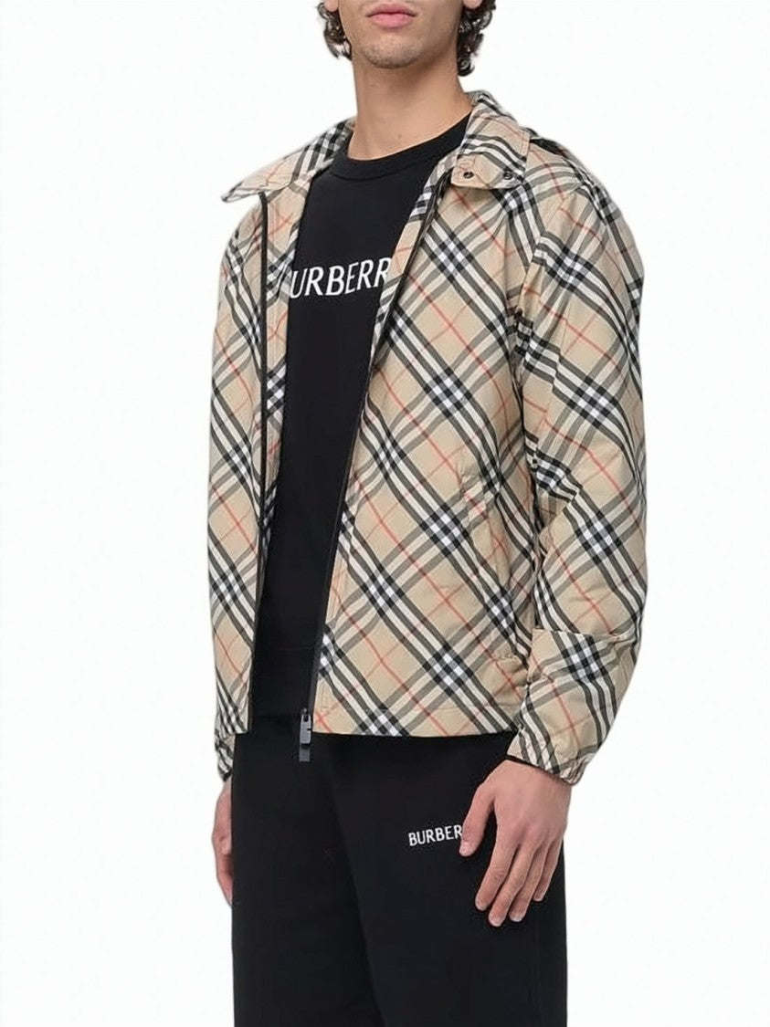 Burberry Burberry Check Pattern Nylon Windbreaker Jacket