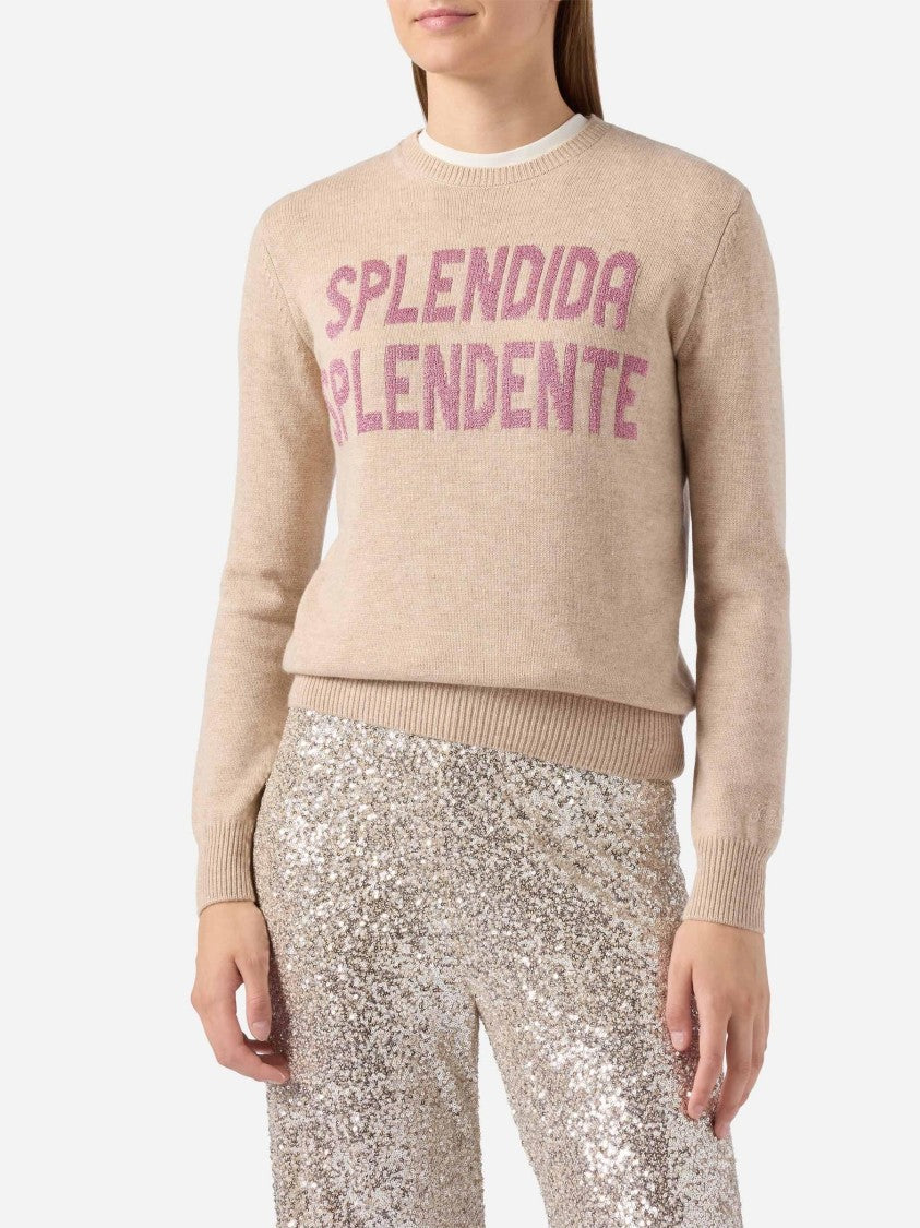 Mc2 Saint Barth Elegant Beige Knit Sweater With Textured Detail