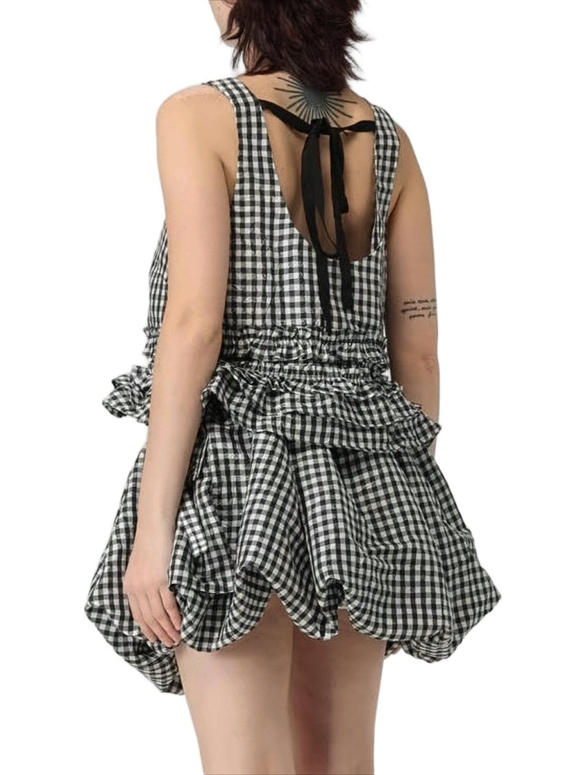 Ganni Gingham Check Peplum Tank
