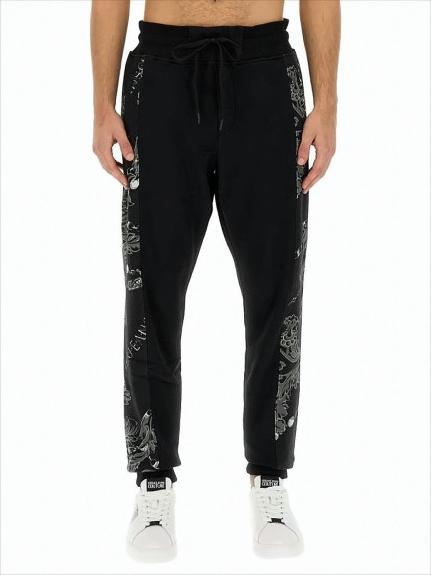 Versace Contemporary Black Jogger Pants With Graphic Detail