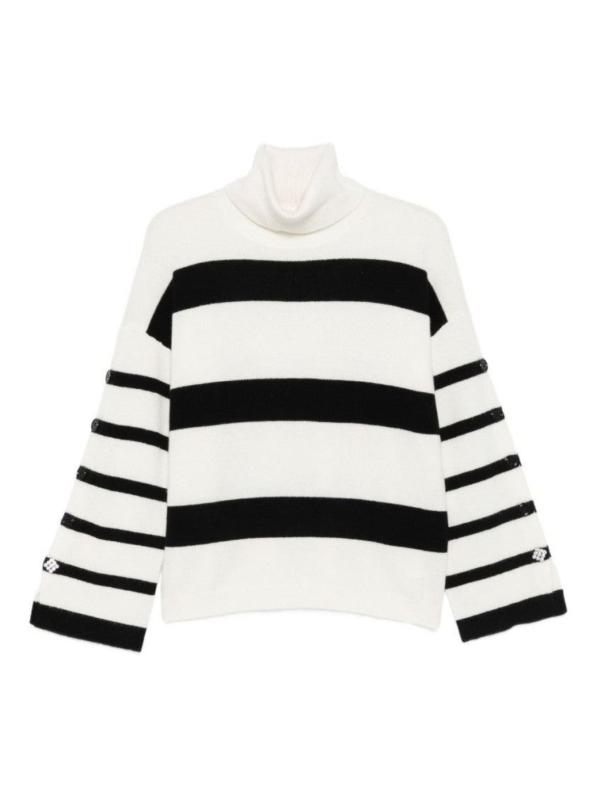 Liu Jo Relaxed Fit Turtleneck Sweater With Bold Stripes