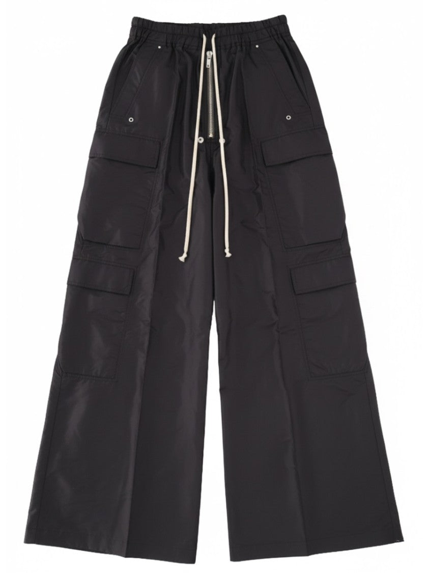 Rick Owens Silk Wide-Leg Cargo Pants