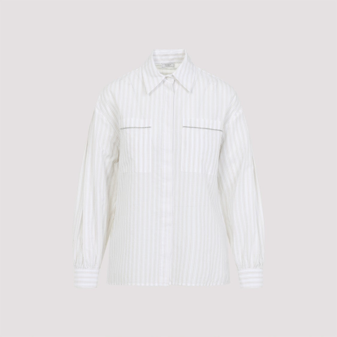 Peserico Cappucino Cotton Striped Shirt