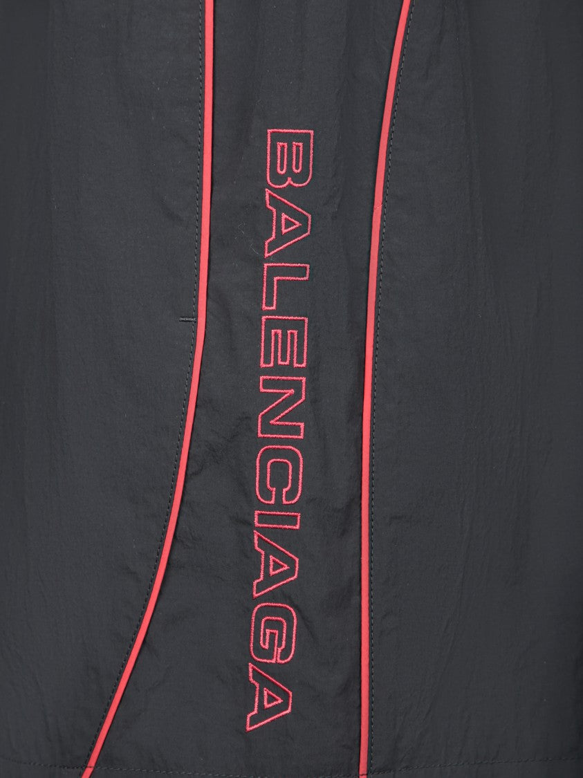 Balenciaga Relaxed-Fit Black Shorts With Red Detailing