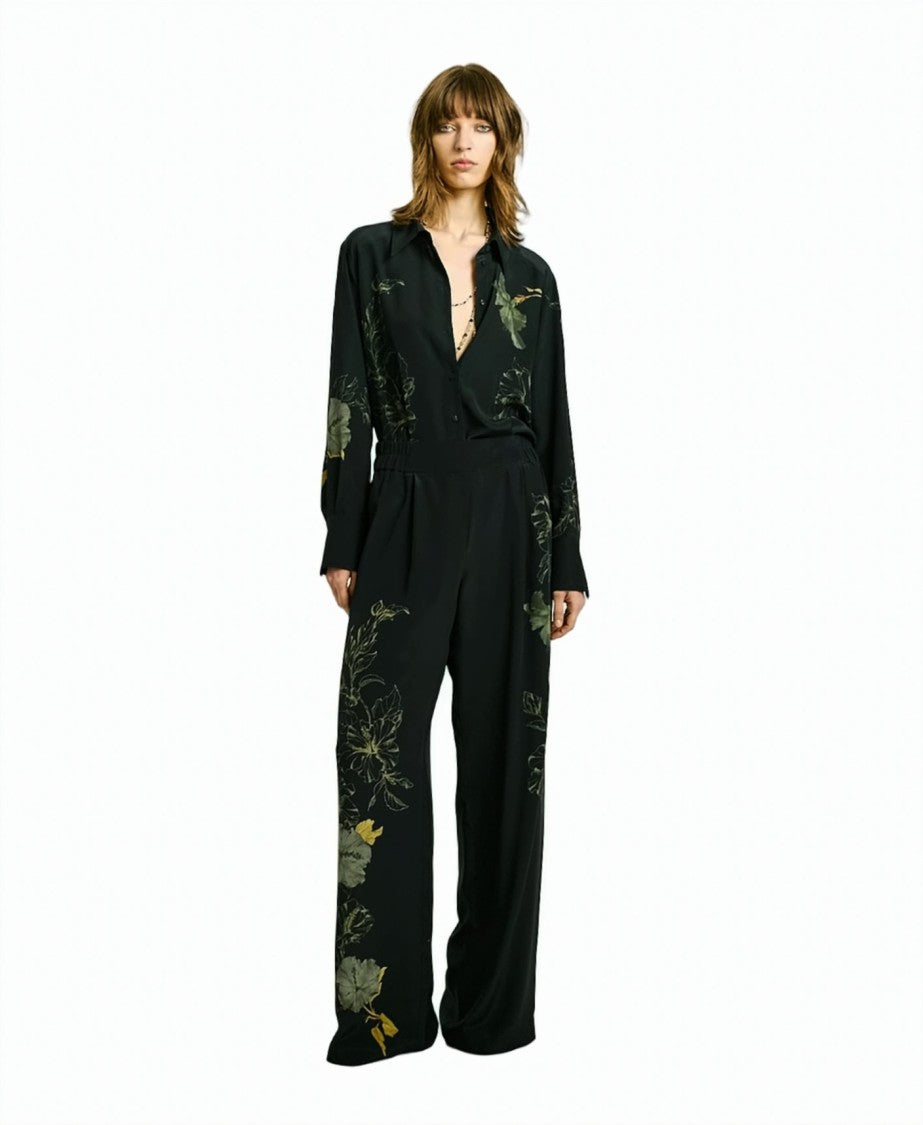 Momonì Baniwa Crêpe De Chine Botanical Print Wide-Leg Pants