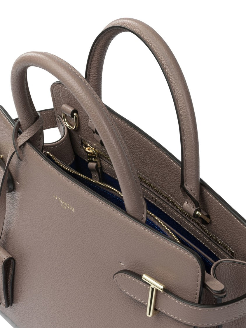 Le Tanneur Rectangular Grey Leather Handbag