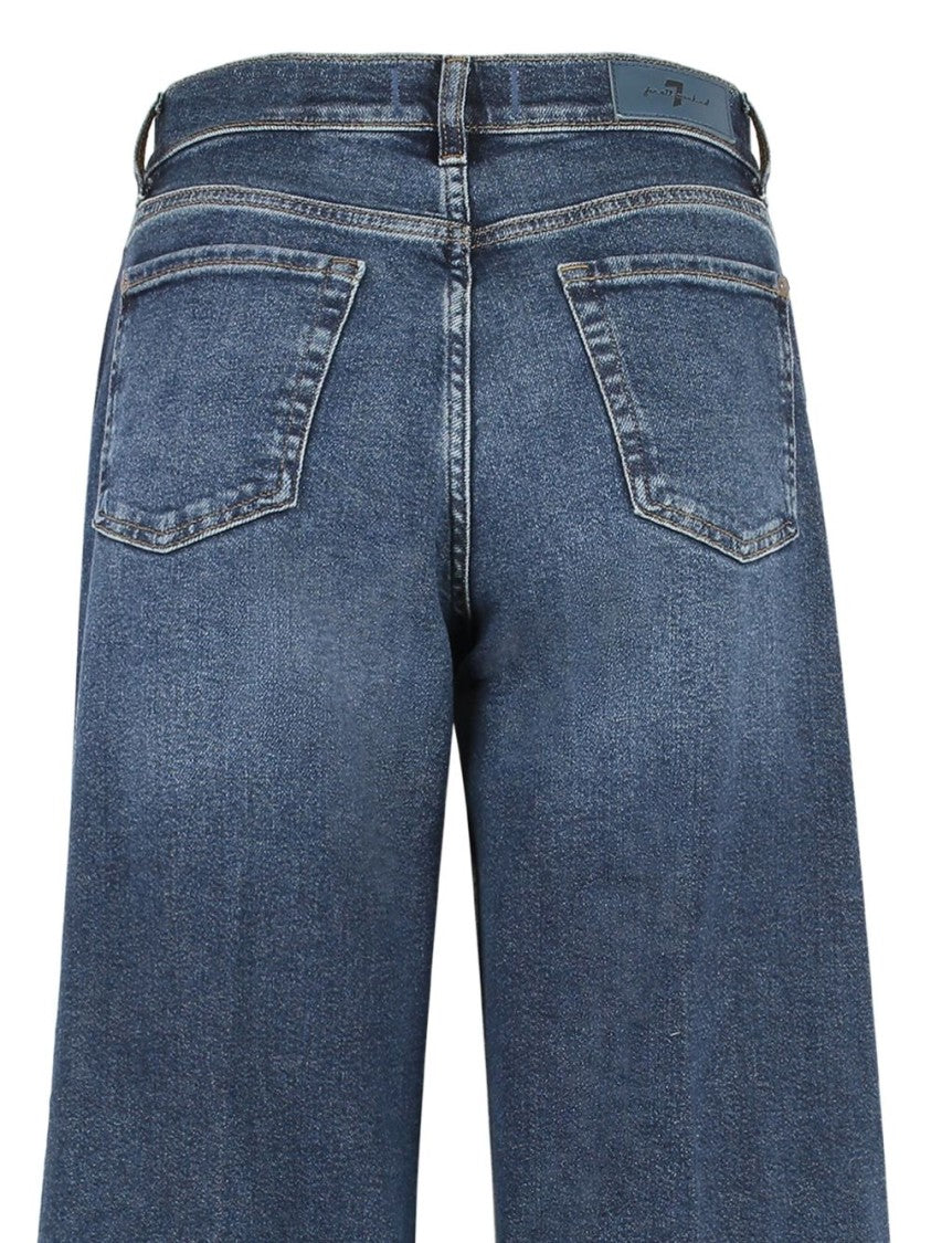 Seven Wide-Leg Jeans With Rivet Detailing In Classic Blue