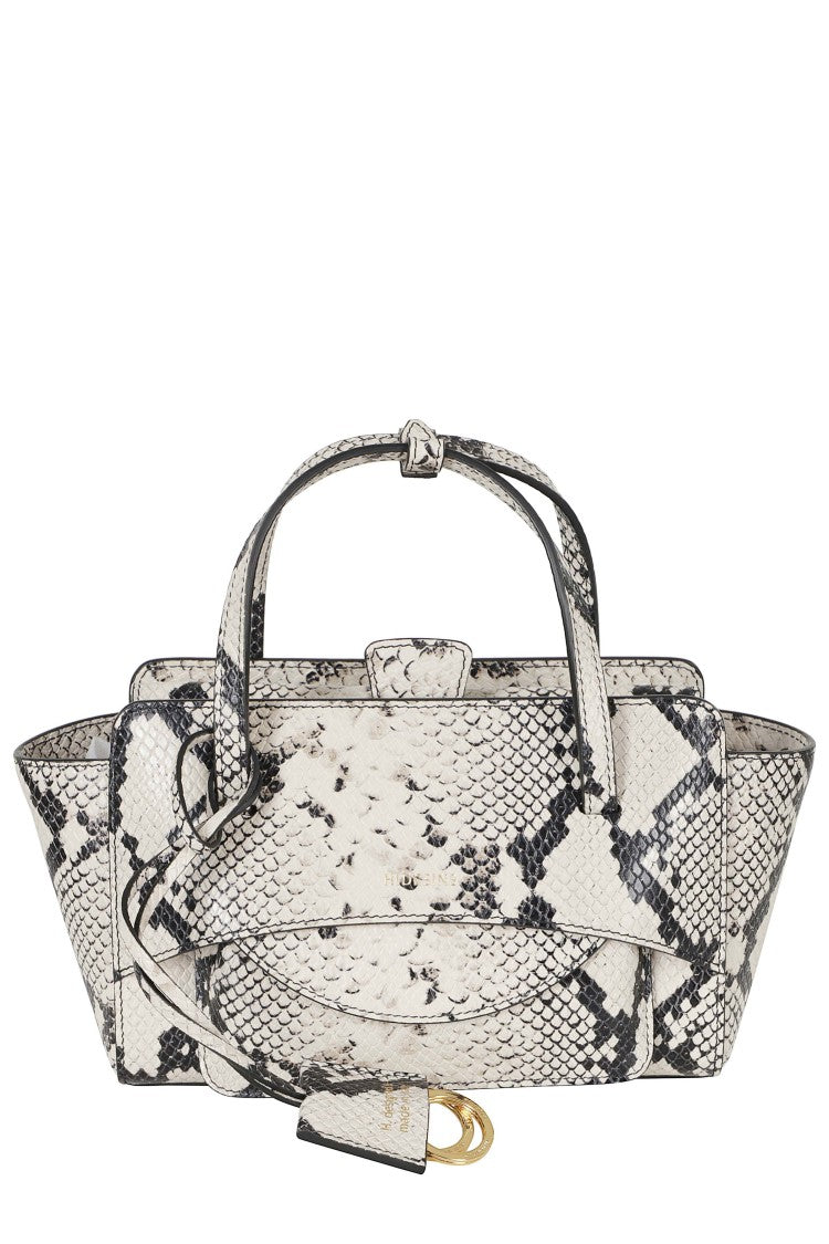 Hidesins Ivory Small Textured Calfskin Flap S Dual Handle Leather Shoulder Bag