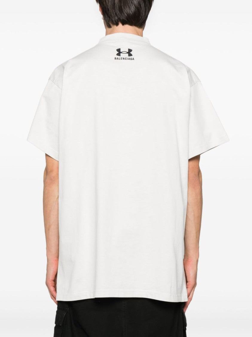 Balenciaga Oversized White T-Shirt With Design And Subtle Logo