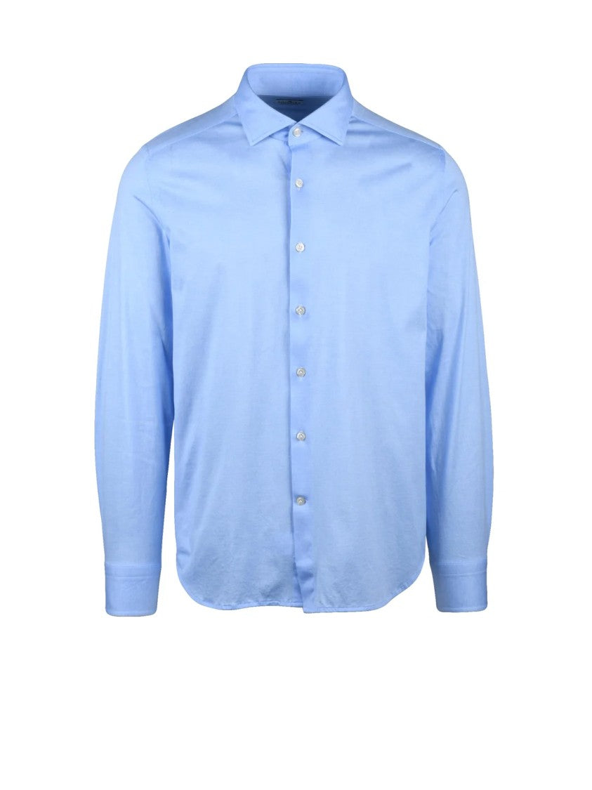 Sonrisa Fior Di Cotone Light Blue Button-Down Shirt With Pointed Collar And Regular Fit