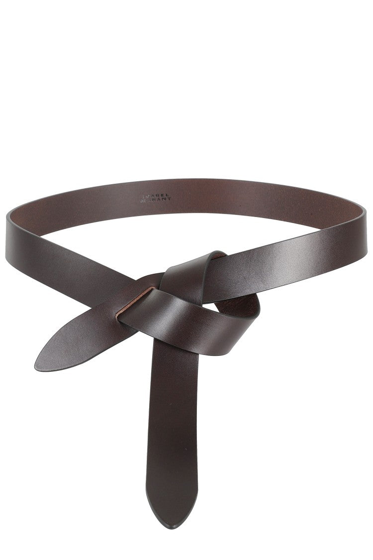 Isabel Marant Chocolate Leather Lecce Belt With Unique Knot Design