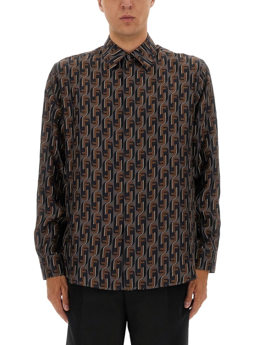 Fendi Geometric Print Silk Shirt