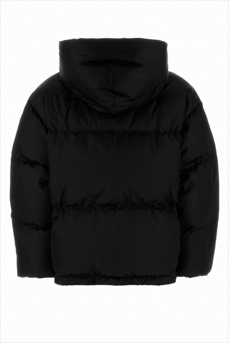 Prada Cropped Black Puffer Jacket With Adjustable Hood