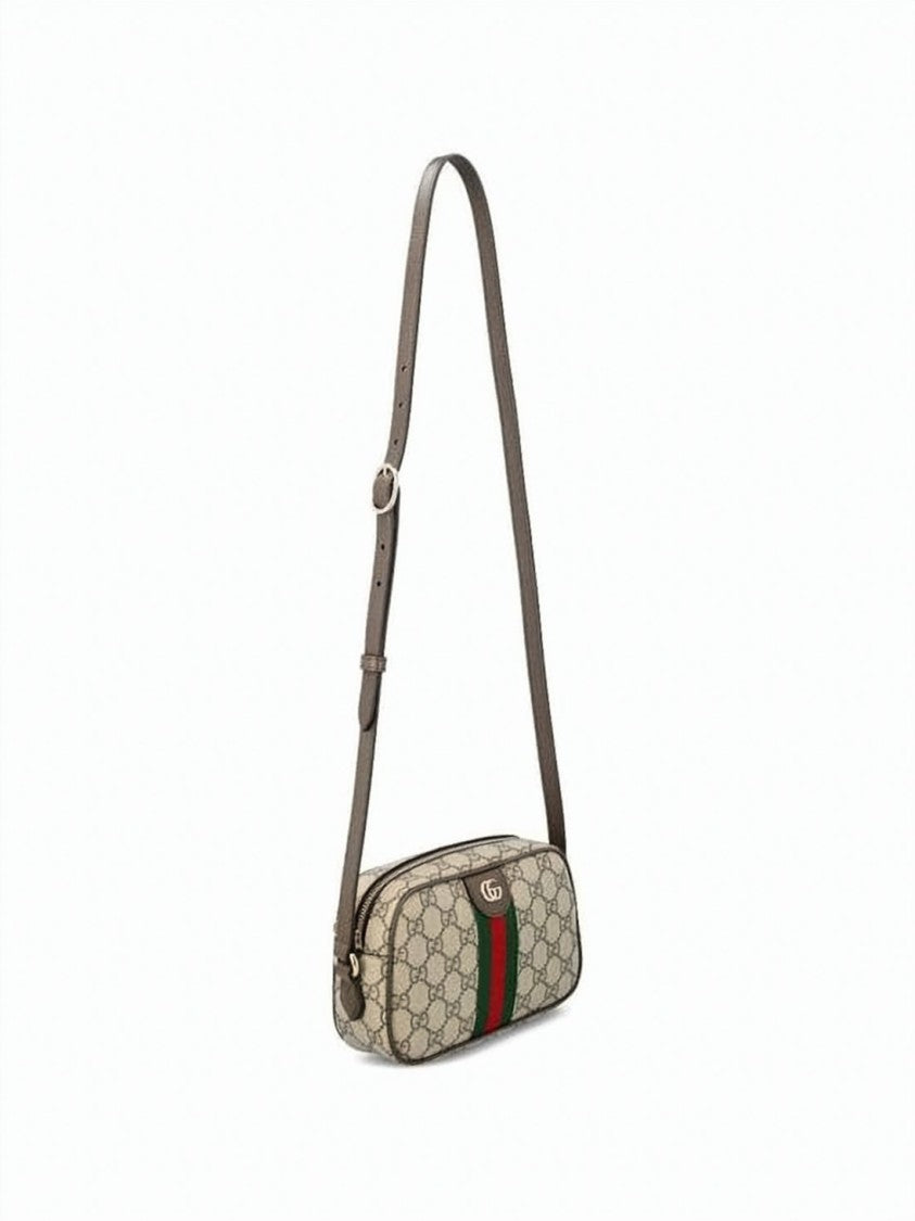 Gucci Rectangular Canvas Crossbody Bag With Monogram And Leather Trim