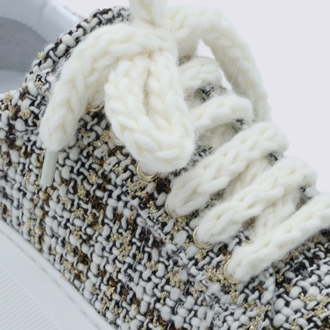 Casadei Textured Tweed Sneakers With Chunky Platform Sole