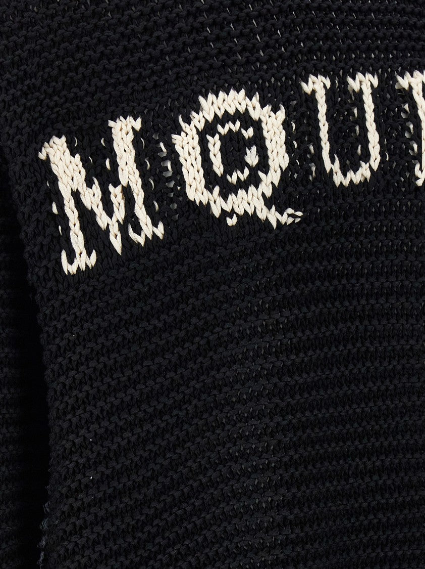 Mcqueen Textured Cotton Sweater With Inlaid Logo