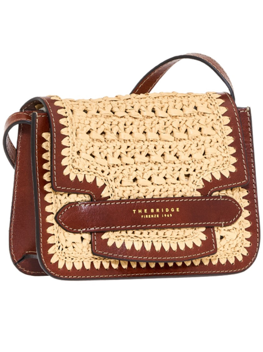 The Bridge Brown Crossbody Compact Raffia Satchel
