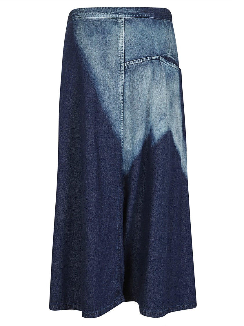 Yohji Yamamoto Triangle Gusset Denim Skirt With Light