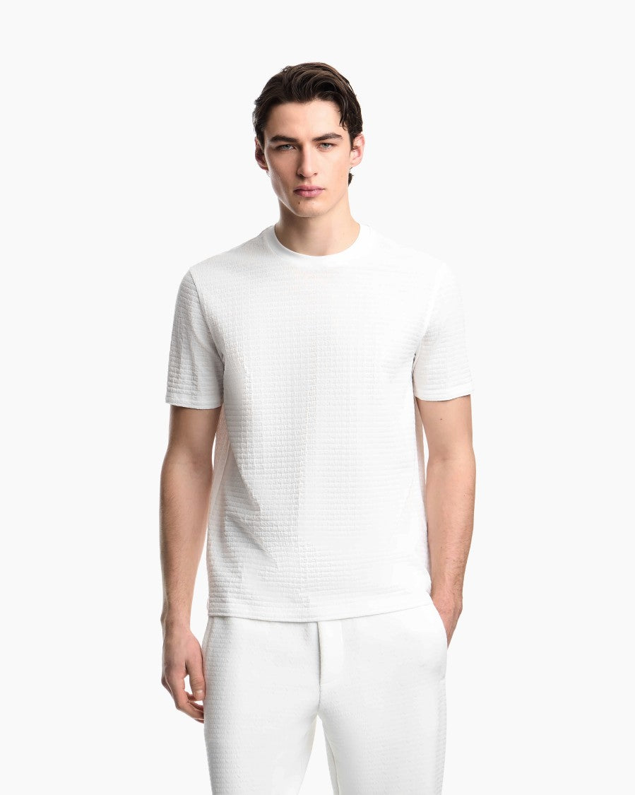 Emporio Armani Jacquard Jersey All Over Lettering T Shirt