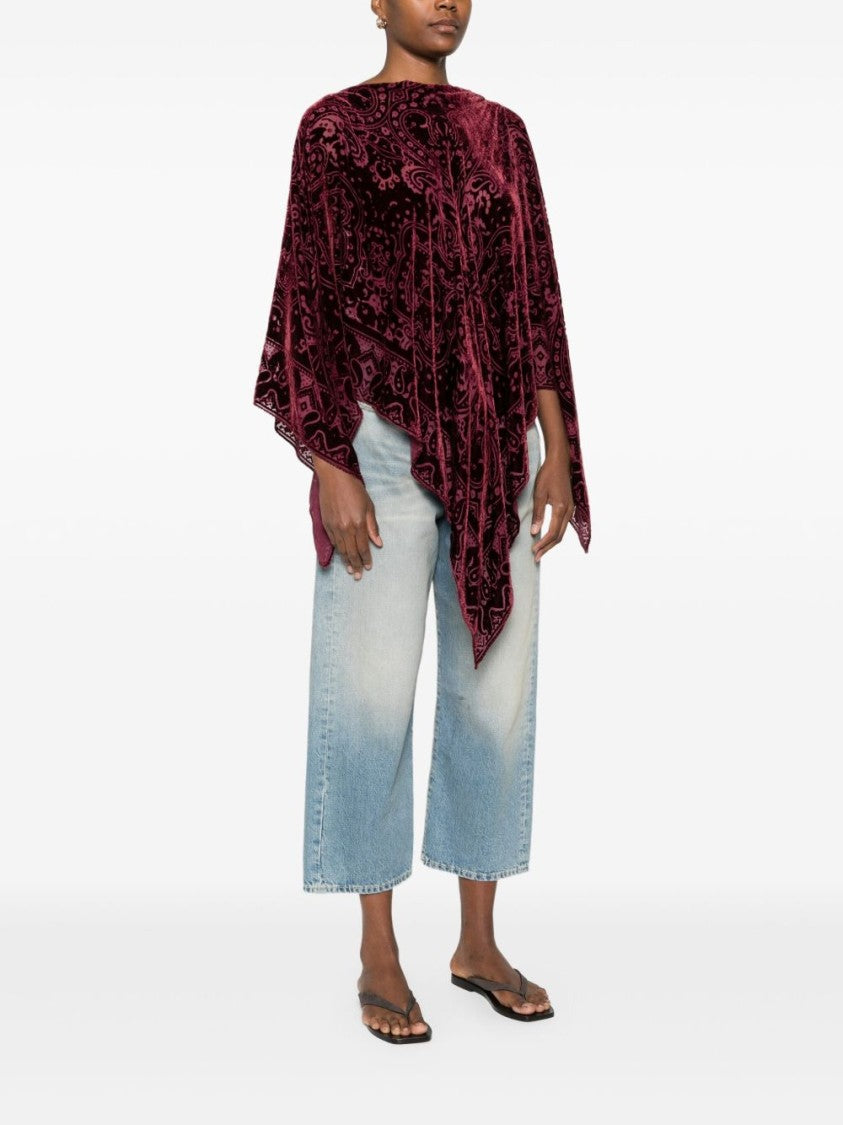 Etro Poncho-Style Bordeaux Coat