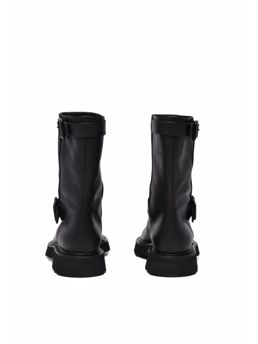 Pomme D'or Black Leather Platform Boots