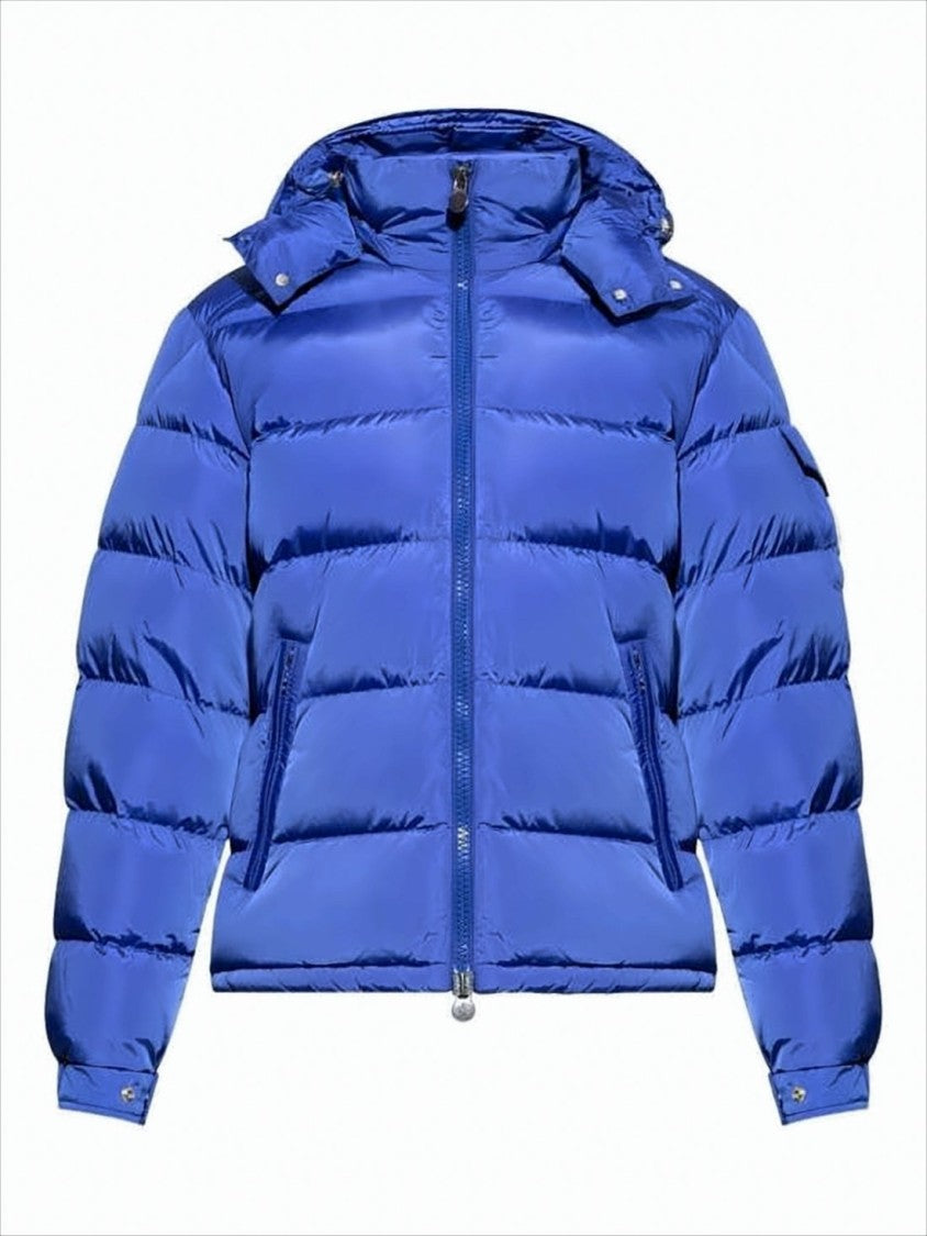 Moncler Quilted Blue Down Jacket With Finish